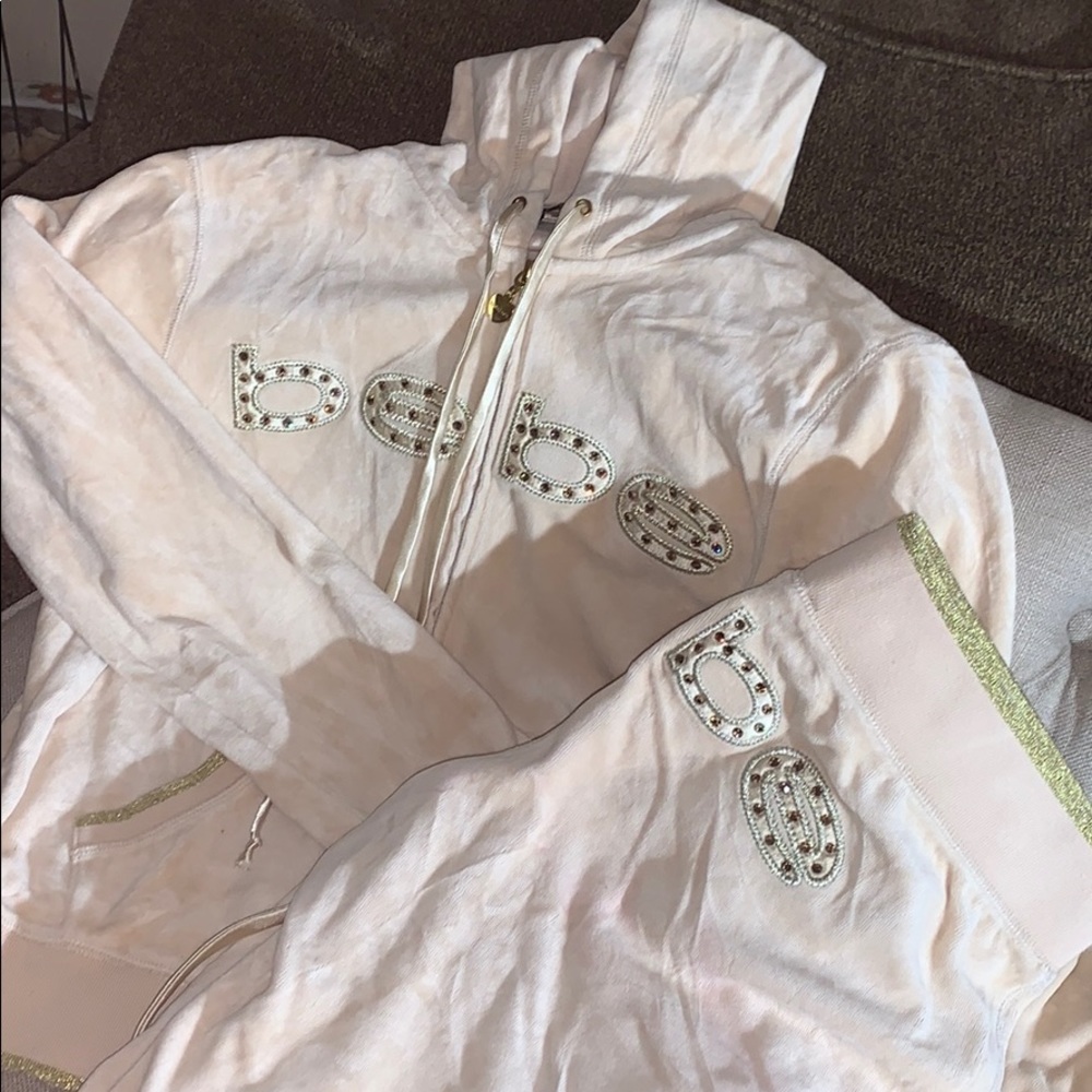 Vintage bebe cream and gold velour sweat suit